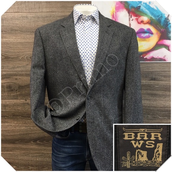 BAR WS Mens Western Tweed Blazer Sport Coat Casual Jacket Size 48R Wool Suit